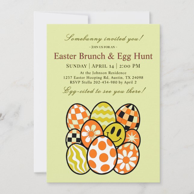 Funny Punny Easter Brunch Party Invitation Inbjudningar (Framsida)