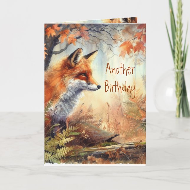 Funny Punny Fox Birthday Animal Wildlife Natature Kort (Framsida)