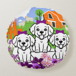 Funny Puppies Rund Kudde