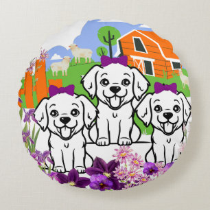 Funny Puppies Rund Kudde