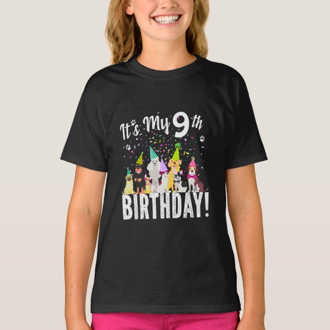 Funny Puppy Crew Graphic Tee for 9 Year Old Girls (Framsida)