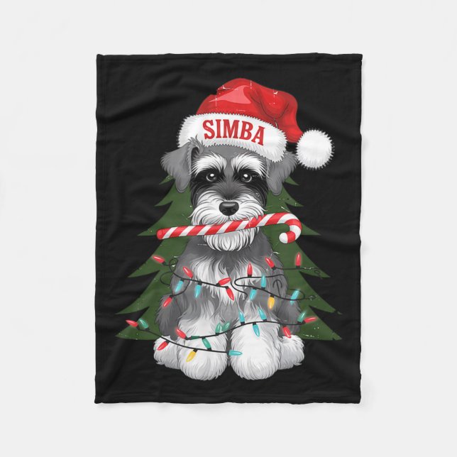 Funny Puppy Dog Christmas Holiday With Candy Cane  Fleecefilt (Framsidan)