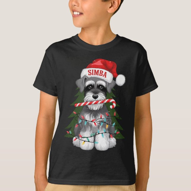 Funny Puppy Dog Christmas Holiday With Candy Cane  T Shirt (Framsida)