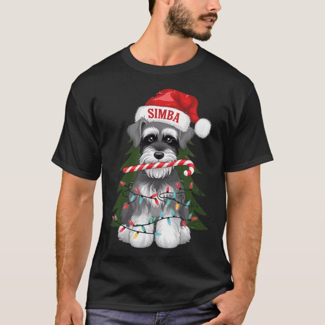 Funny Puppy Dog Christmas Holiday With Candy Cane  T Shirt (Framsida)