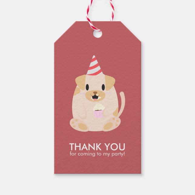 Funny Puppy Hund Barns födelsedag Party Presentetikett (Framsidan)