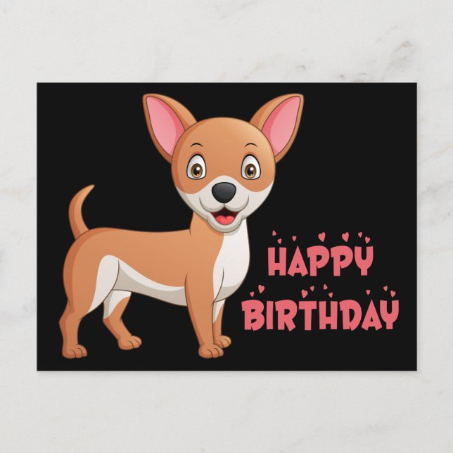 Funny Puppy Hund Tecknad Cute Chihuahua Birthday Vykort (Framsida)