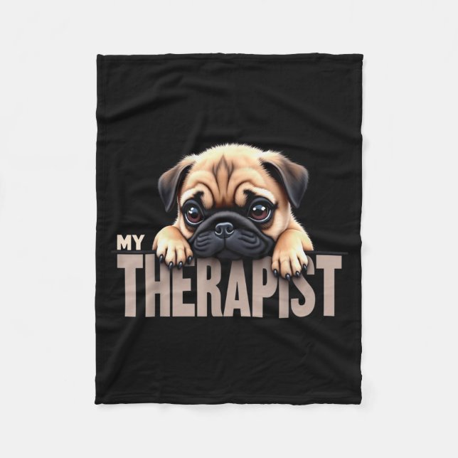 Funny Puppy My Therast Pug Dog  Fleecefilt (Framsidan)