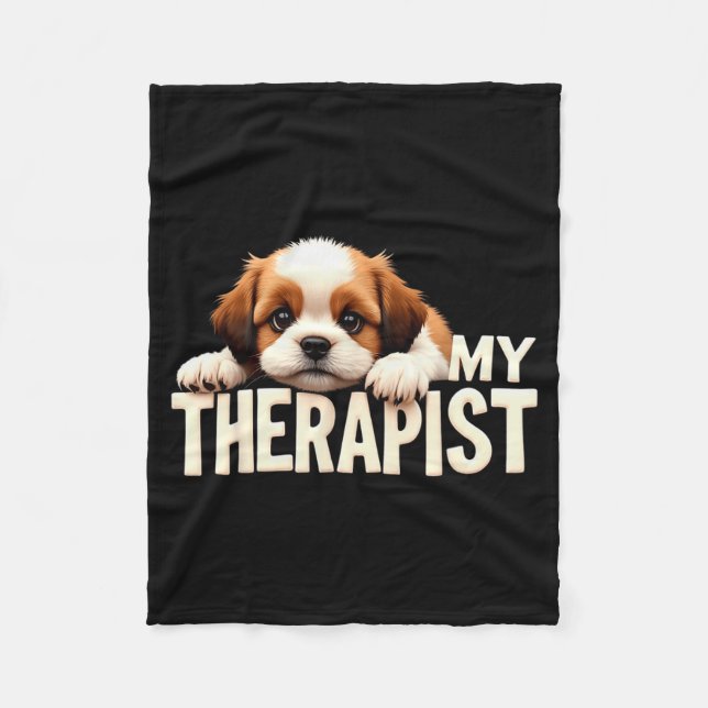 Funny Puppy My Therast Shih Tzu Dog  Fleecefilt (Framsidan)