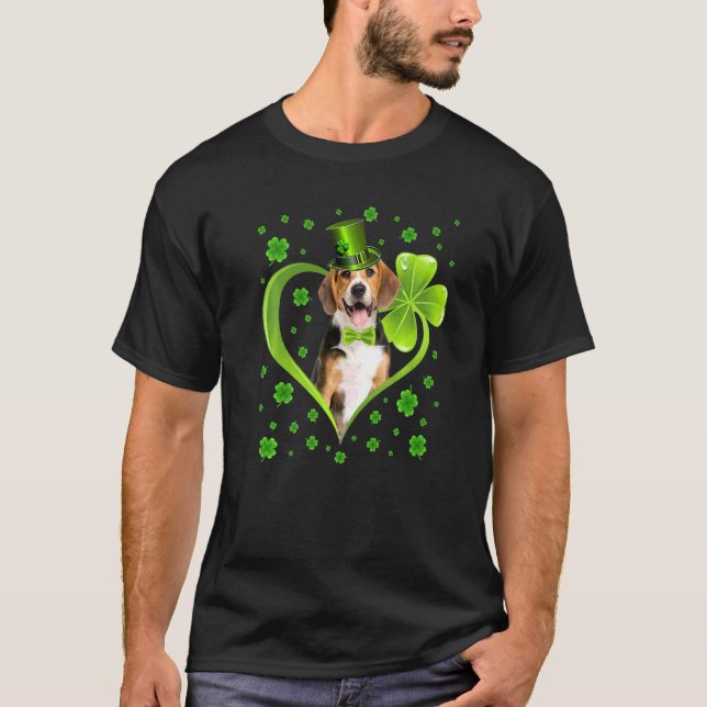 Funny Puppy Shamrock Beagle Hund St Patrick S Day T Shirt (Framsida)