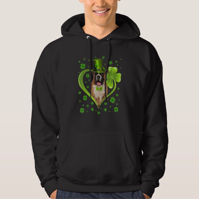Funny Puppy Shamrock Boxer Hund St Patrick S Day Hoodie (Framsida)
