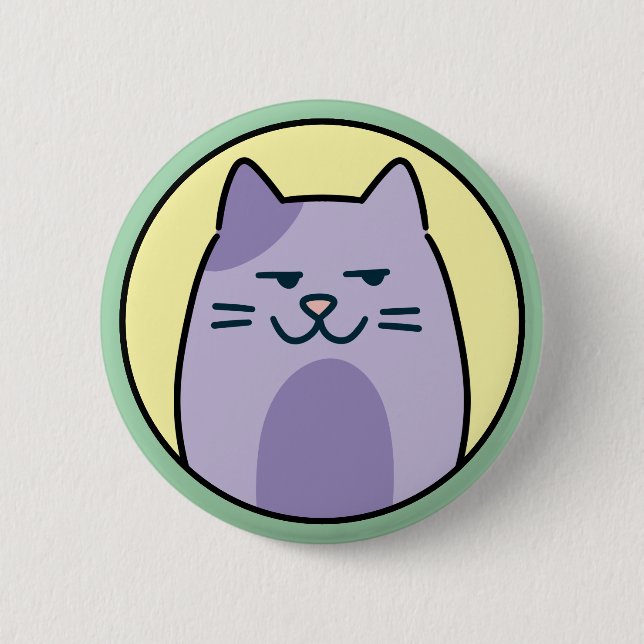 Funny Purple Cat With Side Eye Knapp (Framsida)