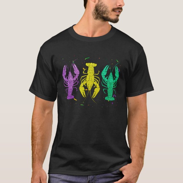 Funny Purple Green Gold Crayfish Lovers Fat Tuesda T Shirt (Framsida)