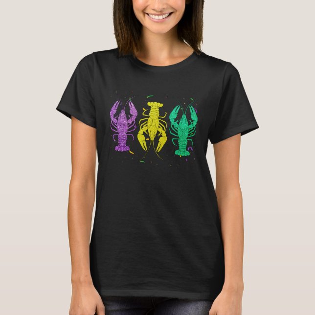 Funny Purple Green Gold Crayfish Lovers Fat Tuesda T Shirt (Framsida)