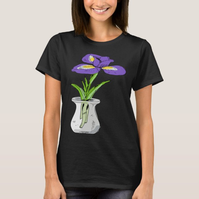 Funny Purple Orchid Flower in Vase Floral T Shirt (Framsida)