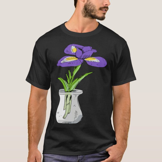 Funny Purple Orchid Flower in Vase Floral T Shirt (Framsida)