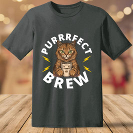 Funny Purrrfect Brew med katt och kaffe T Shirt