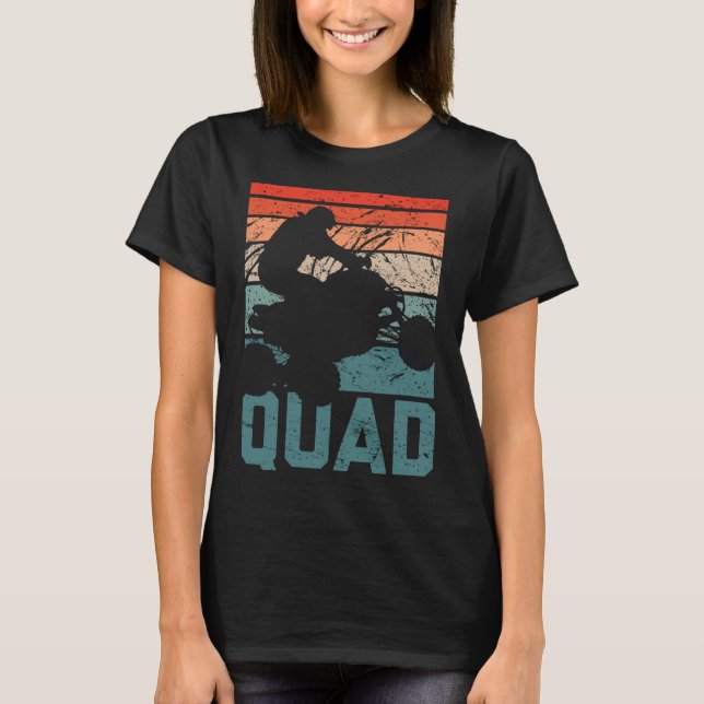 Funny Quad Retro Quad Riding Fyra Wheeler ATV för  T Shirt (Framsida)