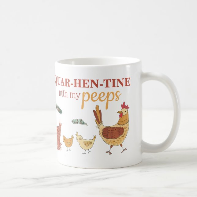 Funny Quarantine Chicken Pun Kaffemugg (Höger)