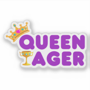 Funny Queen Ager med Krona och Chalice Klistermärken