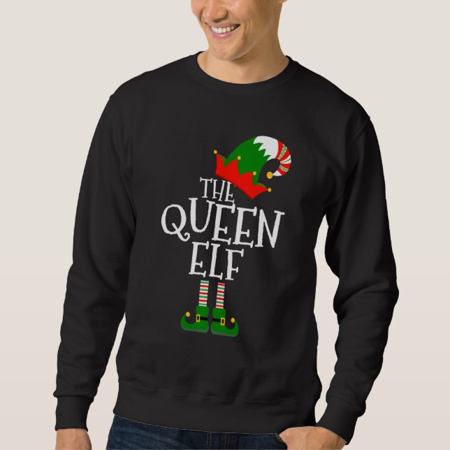 Funny Queen Elf Matching Family Group Christm Lång Ärmad Tröja (Framsida)
