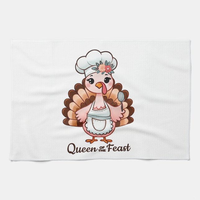 Funny Queen Turkey - Thanksgiving Feast Humor Kökshandduk (Horisontell)