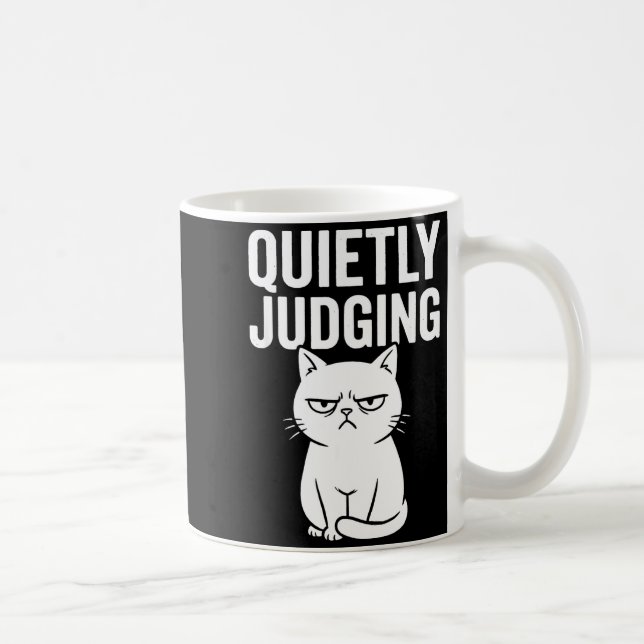 Funny Quietly Judging Sarcastic Crazy Cat Lover Gr Kaffemugg (Höger)