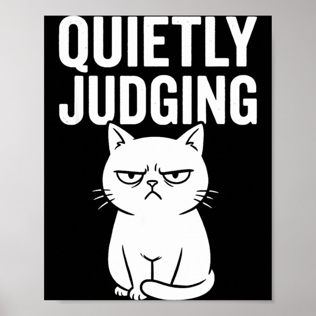 Funny Quietly Judging Sarcastic Crazy Cat Lover Gr Poster (Framsidan)