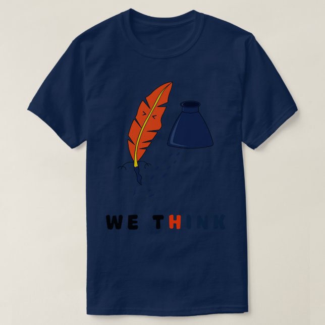 Funny Quill Feather Pen och Bläck T Shirt (Design framsida)