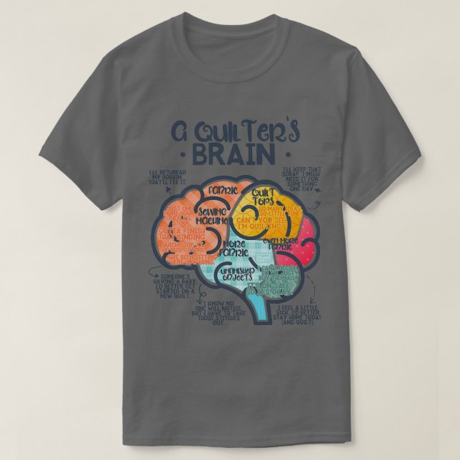 FUNNY QUILTERS BRAIN QUILT QUILTING SEWWECE STITCH T SHIRT (Design framsida)