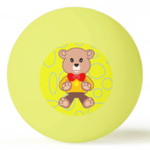 Funny Quirky Cute Bowtie Bear YellowPing Pong Boll