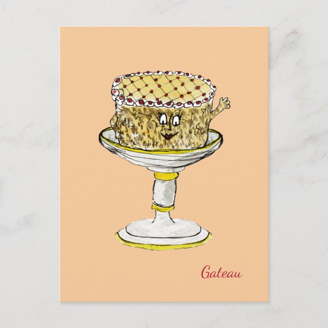 Funny Quirky Cute Gateau Konstig Cake Art Humor Vykort (Framsida)