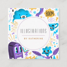 Funny Quirky Mönster Graphic Designer Illustrator