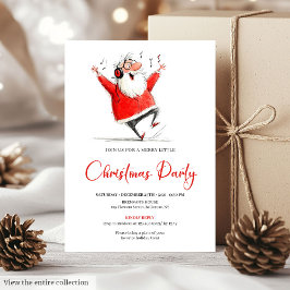 Funny Quirky Santa Claus Christmas Party Invite Inbjudningar