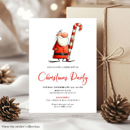 Funny Quirky Santa Hand-Lettered Party Invite Inbjudningar