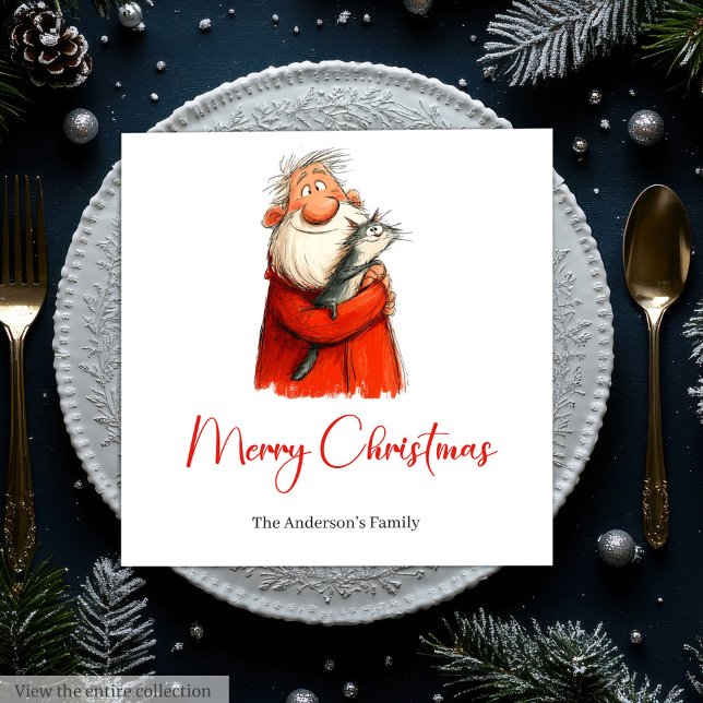Funny Quirky Santa Watercolor Holiday Napkins Pappersservett (Funny Quirky Santa Watercolor Holiday Napkins)