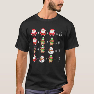 Funny Quiz Math Teacher Santa Reindeer jul P T Shirt
