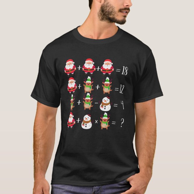 Funny Quiz Math Teacher Santa Reindeer jul P T Shirt (Framsida)