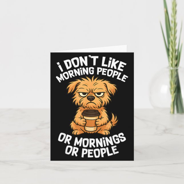 Funny Quote Coffee Sleepy Cute Dog Puppy Lover Gif Kort (Framsida)