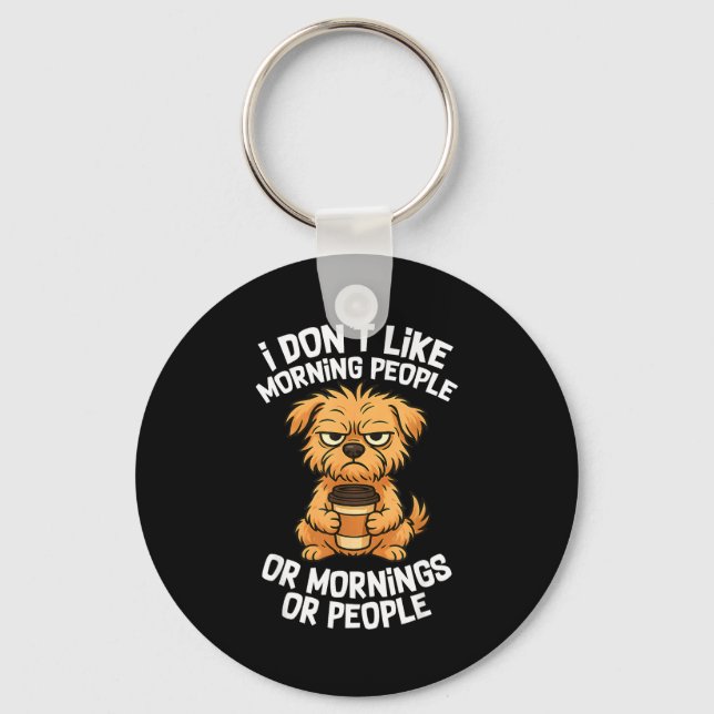 Funny Quote Coffee Sleepy Cute Dog Puppy Lover Gif Nyckelring (Framsida)