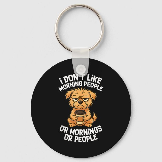 Funny Quote Coffee Sleepy Cute Dog Puppy Lover Gif Nyckelring (Framsida)