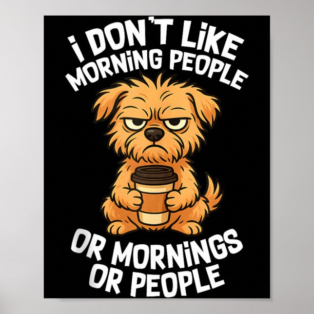 Funny Quote Coffee Sleepy Cute Dog Puppy Lover Gif Poster (Framsidan)