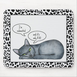 Funny Quote Grått Russian Blue Cat Mousepad Musmatta
