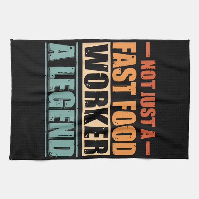 Funny Quote Retro Fast Food Worker Kökshandduk (Horisontell)