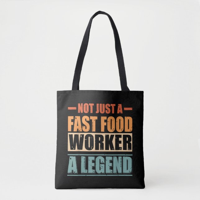 Funny Quote Retro Fast Food Worker Tygkasse (Framsida)