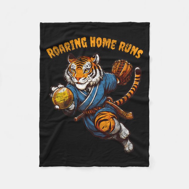 Funny Quote Roaring Home Run Ball Retro Tiger Love Fleecefilt (Framsidan)