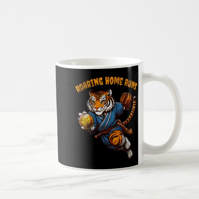Funny Quote Roaring Home Run Ball Retro Tiger Love Kaffemugg (Höger)