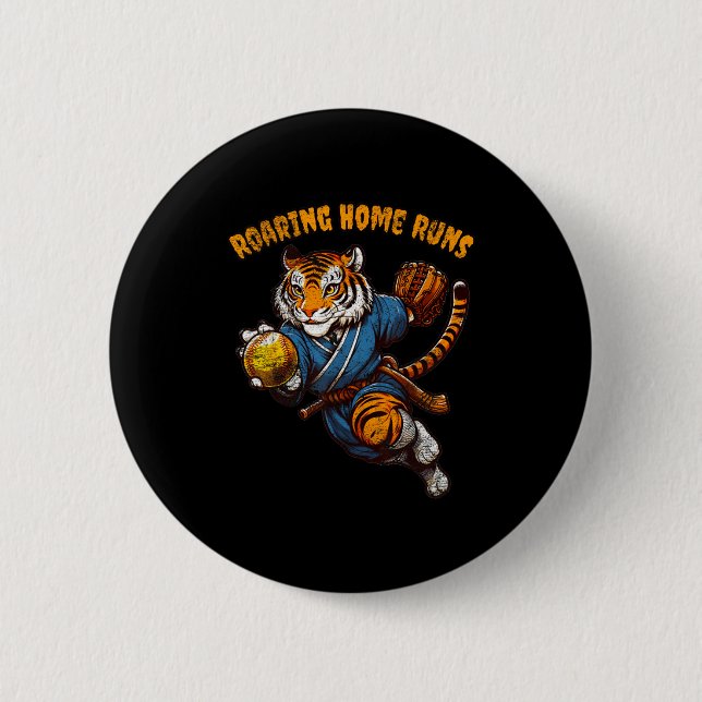 Funny Quote Roaring Home Run Ball Retro Tiger Love Knapp (Framsida)