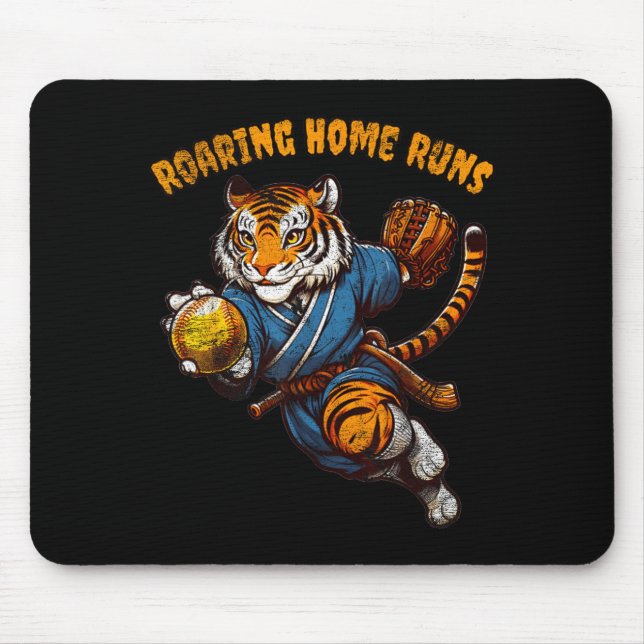 Funny Quote Roaring Home Run Ball Retro Tiger Love Musmatta (Framsidan)