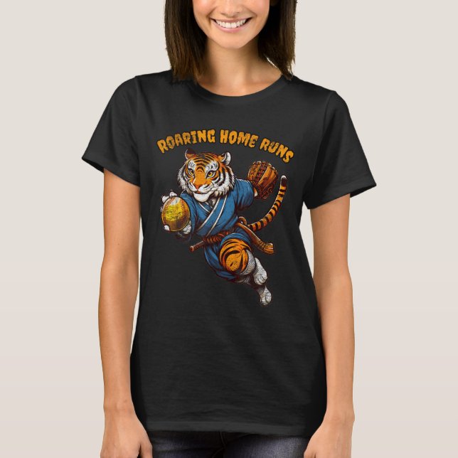 Funny Quote Roaring Home Run Ball Retro Tiger Love T Shirt (Framsida)