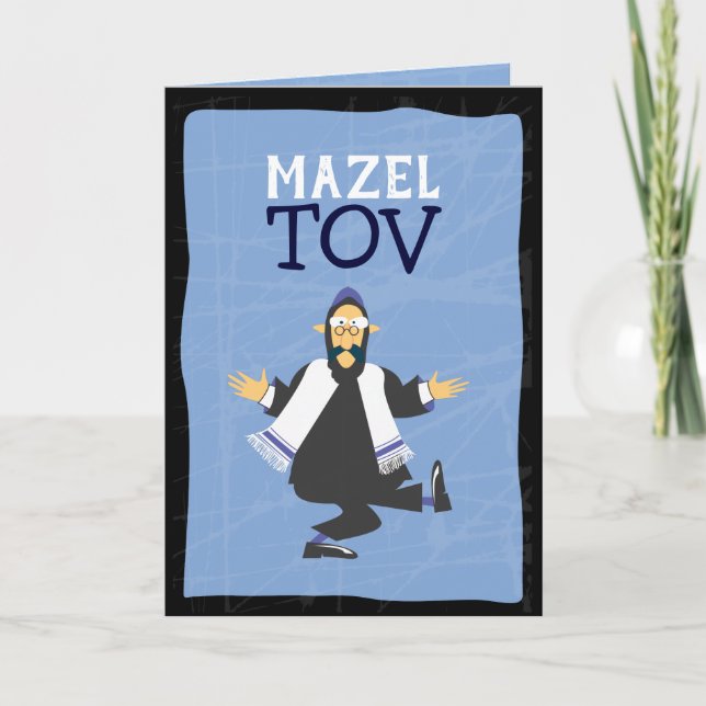 FUNNY RABBI MAZEL TOV Grattis Hälsning Kort (Framsida)